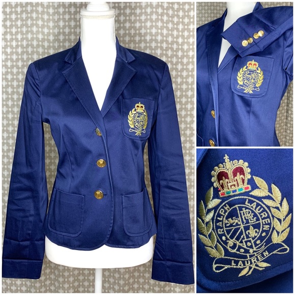 ralph lauren blue blazer gold buttons